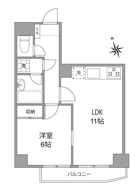 ネオ ルメリア(1LDK/9階)の間取り写真
