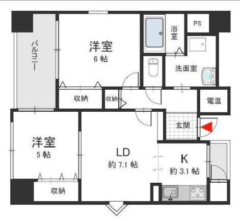 ABITARENANIWAINARI(2LDK/2階)の間取り写真