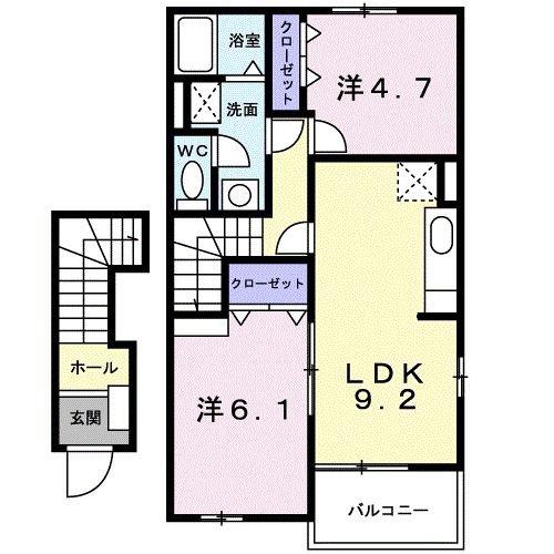 メゾングレイスB(2LDK/2階)の間取り写真