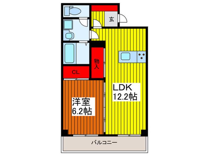 ブレスガーデンザレジデンス(1LDK/2階)の間取り写真