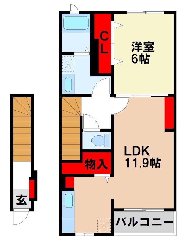 ピアッツァ(1LDK/2階)の間取り写真