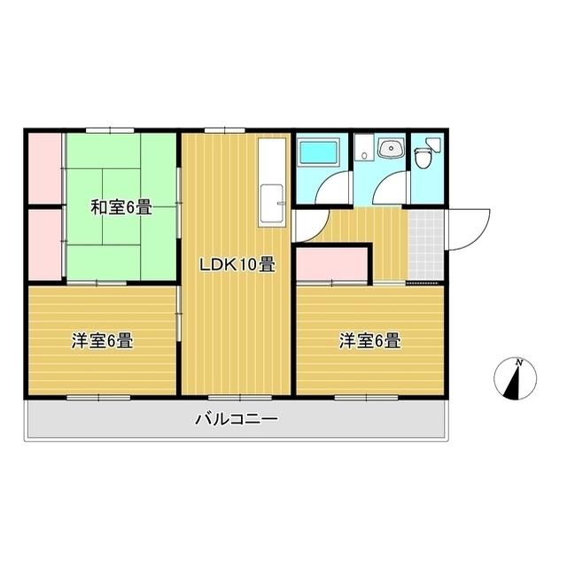 AVION津山2号棟(3LDK/2階)の間取り写真