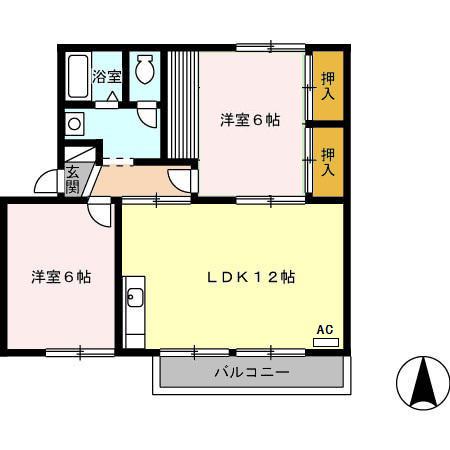 ファミールI B棟(2LDK/2階)の間取り写真
