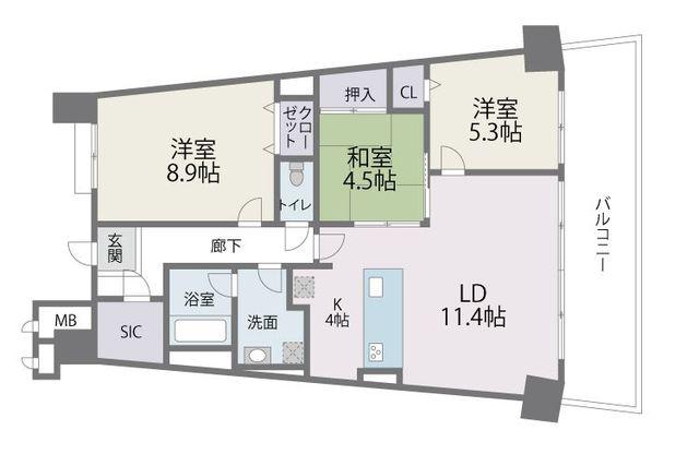 アイランドシティインフィニガーデンサウス棟(3LDK/12階)の間取り写真