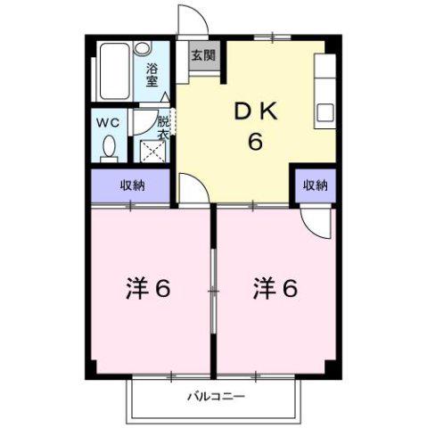 シティハイツ小銭B(2DK/2階)の間取り写真