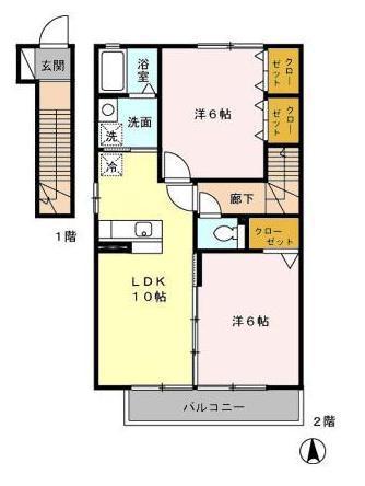 ミラリオ(2LDK/2階)の間取り写真