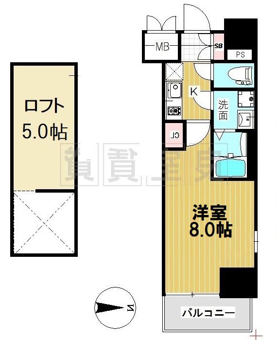 エステムコート名古屋・栄デュアルレジェンド(1K/5階)の間取り写真