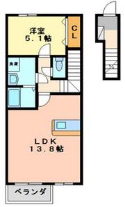 LEGAME(1LDK/2階)の間取り写真