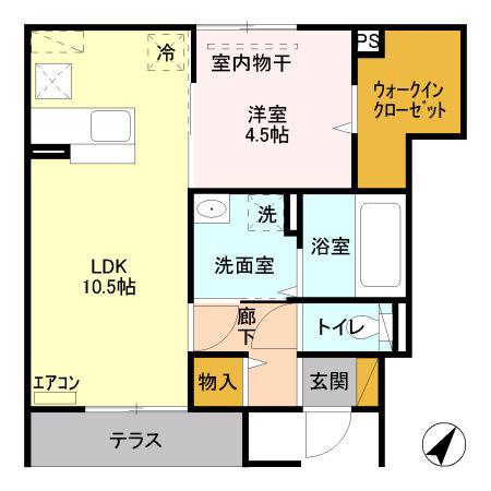 サンロイヤルA(1LDK/1階)の間取り写真
