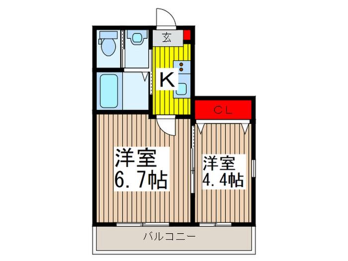 MARK DUO 芝I(2K/2階)の間取り写真