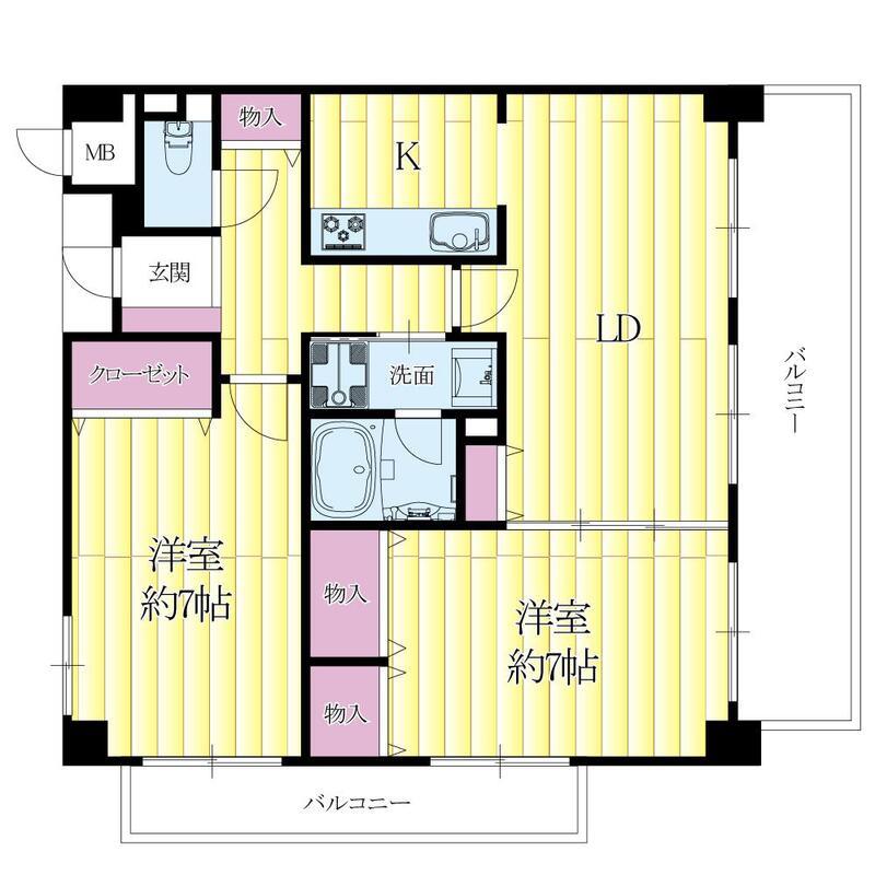 アビタシオン橋本III(2LDK/5階)の間取り写真
