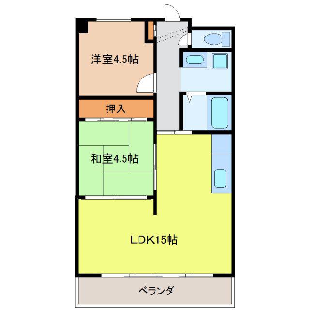 高針中央マンション(2LDK/4階)の間取り写真