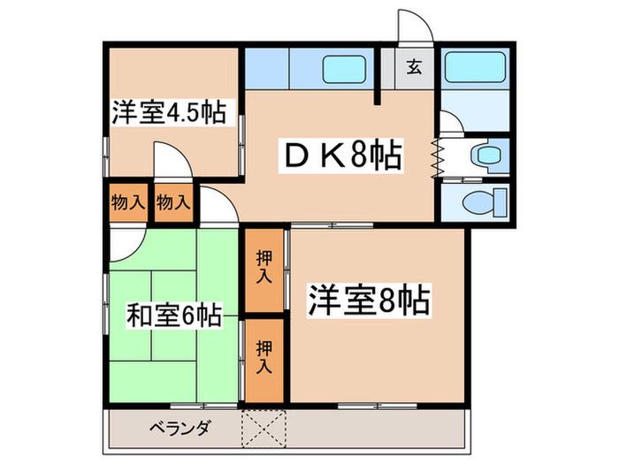 スカイラインマンション(3DK/2階)の間取り写真