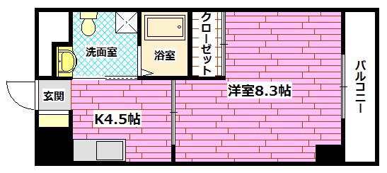 ステージT3(1DK/7階)の間取り写真