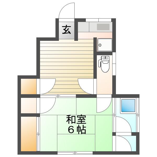 石部アパート(2K/1階)の間取り写真