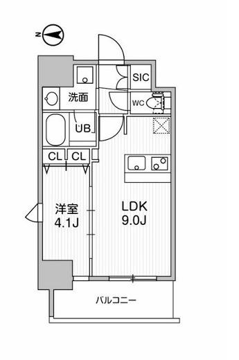 GM難波ウエストD.C(1LDK/14階)の間取り写真