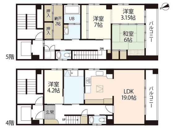 最上ビル(4LDK/4階)の間取り写真