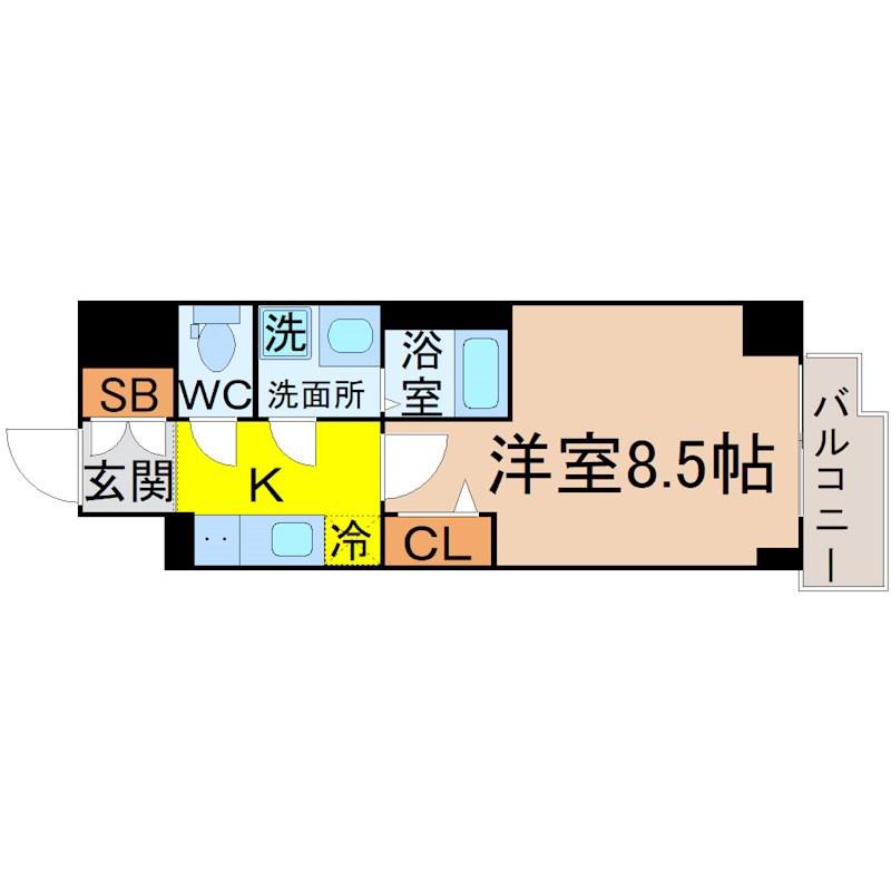 ファステート名古屋駅前アルティス(1K/11階)の間取り写真