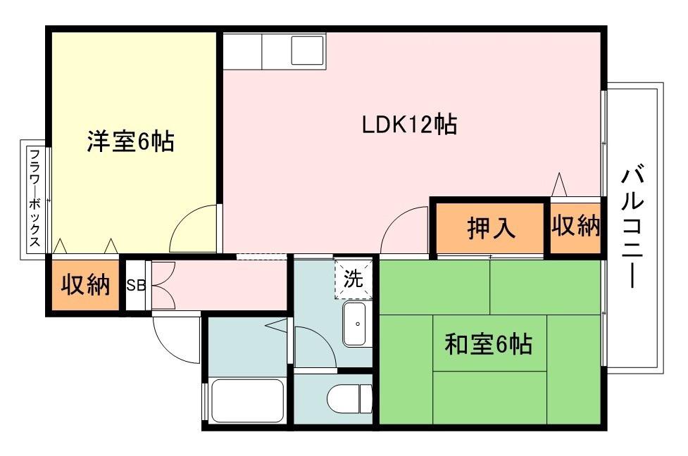 クレセント石橋(2LDK/2階)の間取り写真