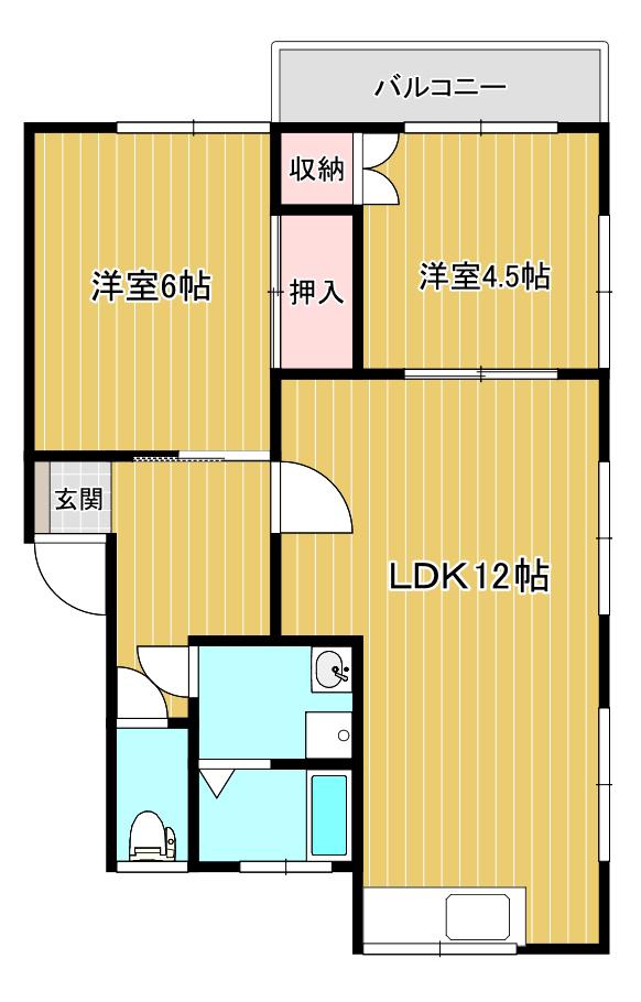 Tコーポ(2LDK/2階)の間取り写真