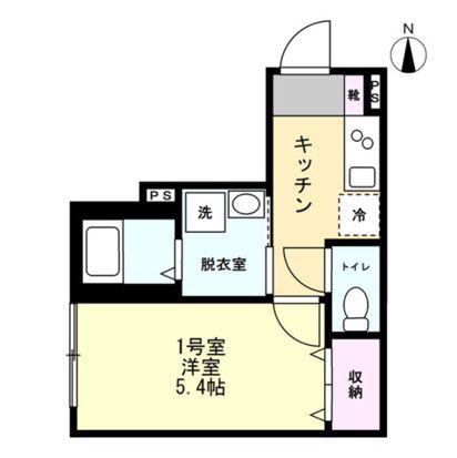 ベイルームアーバン海老名(1K/1階)の間取り写真
