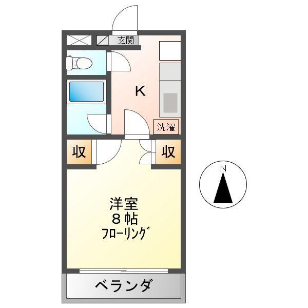 メゾンスマイル(1K/2階)の間取り写真