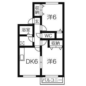 アミティ植田(2DK/1階)の間取り写真