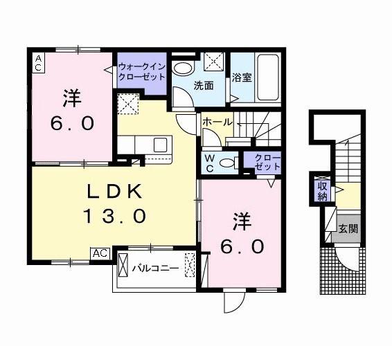 メルヴェーユ(2LDK/2階)の間取り写真