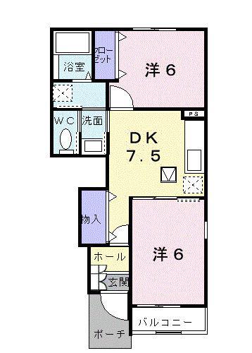 グレイスヴィラ(2DK/1階)の間取り写真