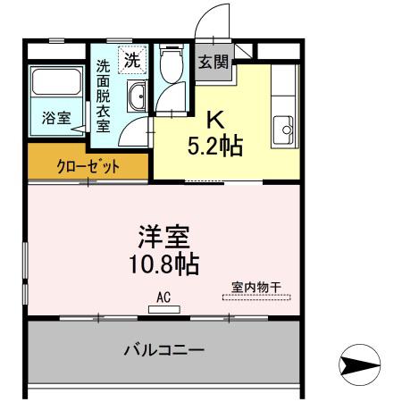 ラベンダー日向(1K/2階)の間取り写真