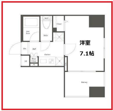 ルクレ錦糸町(1K/10階)の間取り写真