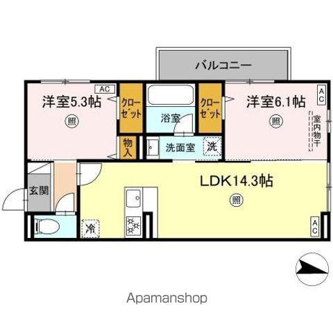 クオリティパレス千華(2LDK/2階)の間取り写真
