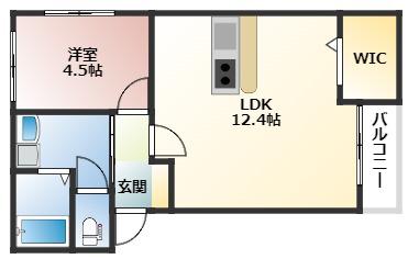 リノリノアパートメント観音新町(1LDK/1階)の間取り写真