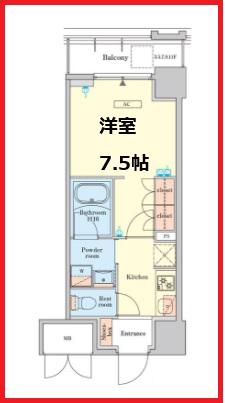 アールジェイアールプレシア菊川駅前(1K/9階)の間取り写真