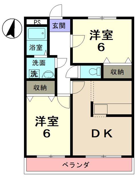 サンモール美木(2DK/1階)の間取り写真