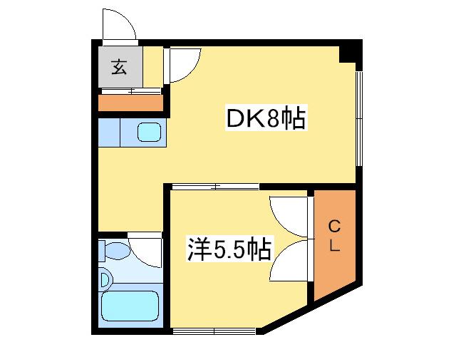 キクショウ88(1DK/4階)の間取り写真