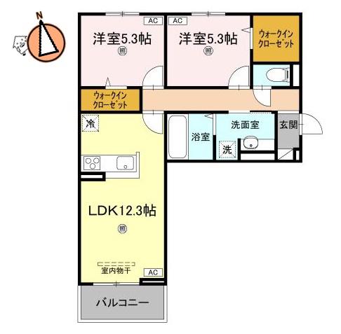 サンセール問屋町II(2LDK/3階)の間取り写真