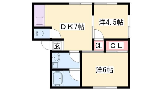 サニー土山コーポ(2DK/1階)の間取り写真