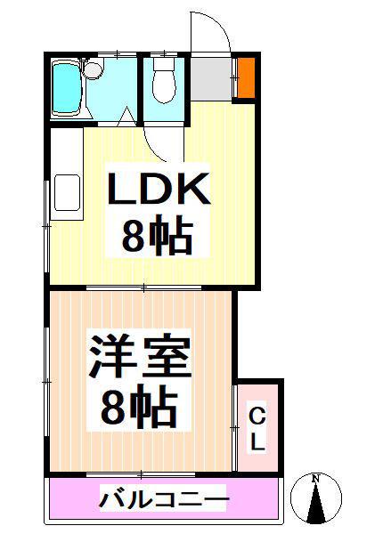 グリーンハイツ(1LDK/2階)の間取り写真