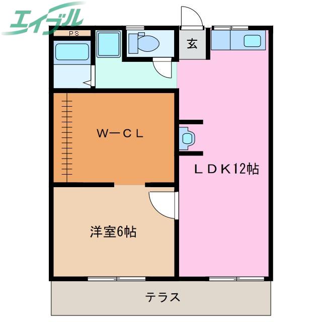 フォーブル錦 B棟(1LDK/2階)の間取り写真