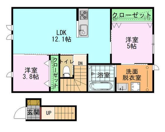 リヴァージュ高浜(2LDK/2階)の間取り写真