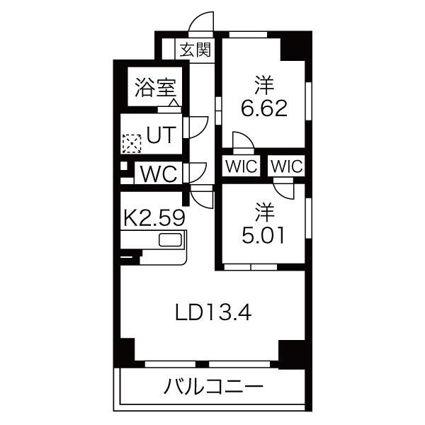 S-FORT 鶴舞 REALE(2LDK/10階)の間取り写真