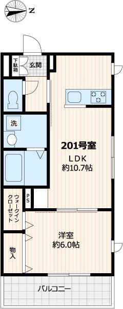 ルピナス クオーレ(1LDK/2階)の間取り写真