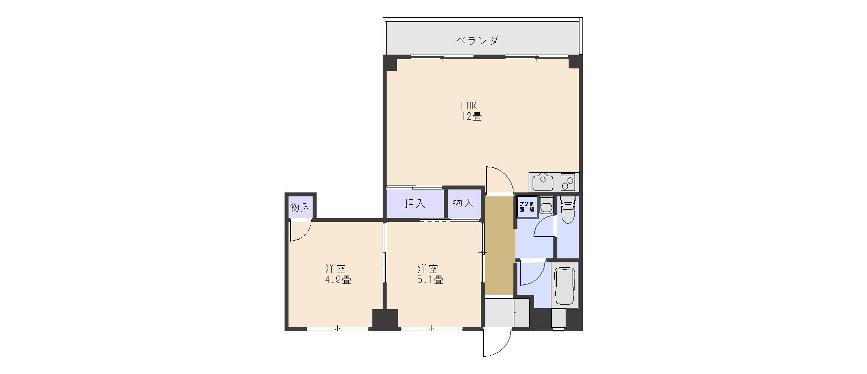 Gラインビル(2LDK/4階)の間取り写真