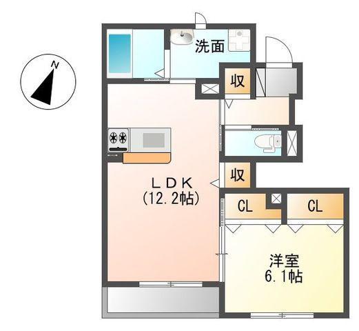 FINE(1LDK/1階)の間取り写真