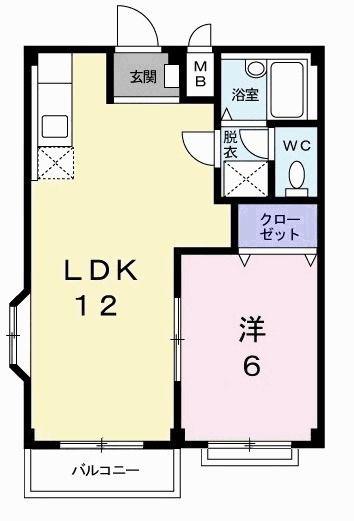 ハイツアルファー(1LDK/2階)の間取り写真