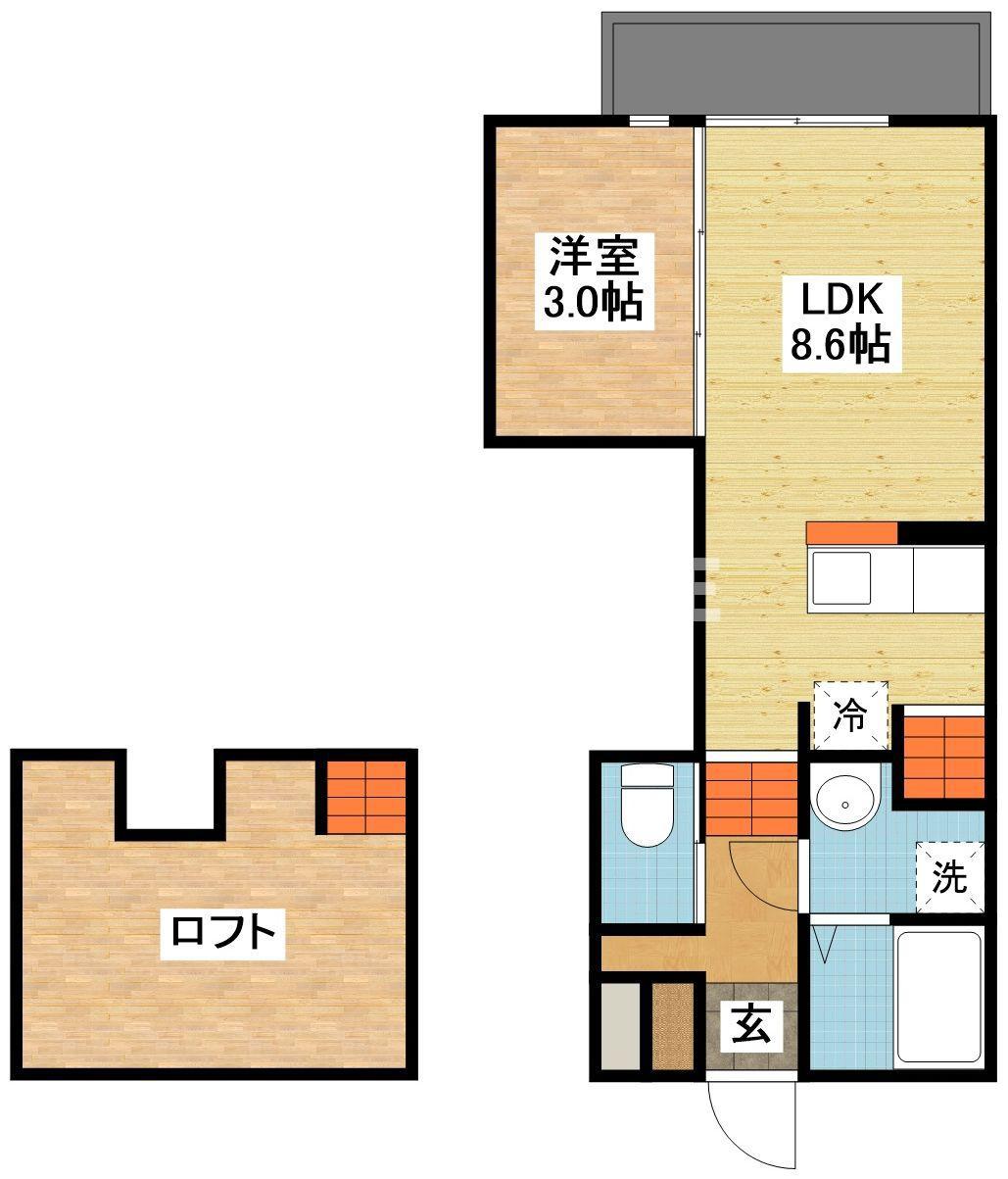 REVERENT多良見(1SLDK/2階)の間取り写真