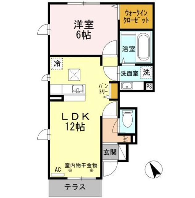 グリーンフィールド(1LDK/1階)の間取り写真