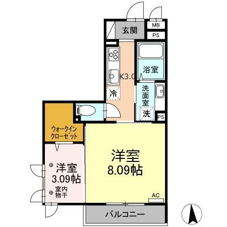 グランメゾン北野(2K/3階)の間取り写真