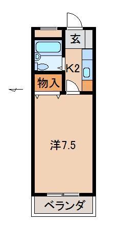 GLハイム(1K/1階)の間取り写真